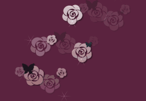薔薇と蝶の壁紙、背景素材 c01