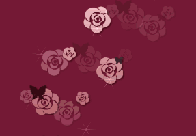 薔薇と蝶の壁紙、背景素材 c02
