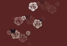薔薇と蝶の壁紙、背景素材 c03