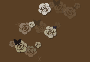 薔薇と蝶の壁紙、背景素材 c04