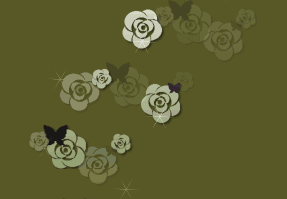 薔薇と蝶の壁紙、背景素材 c05