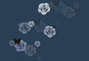 薔薇と蝶の壁紙、背景素材 c09