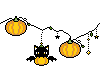 ハロウィン、かぼちゃと黒猫の壁紙、背景素材 cf02